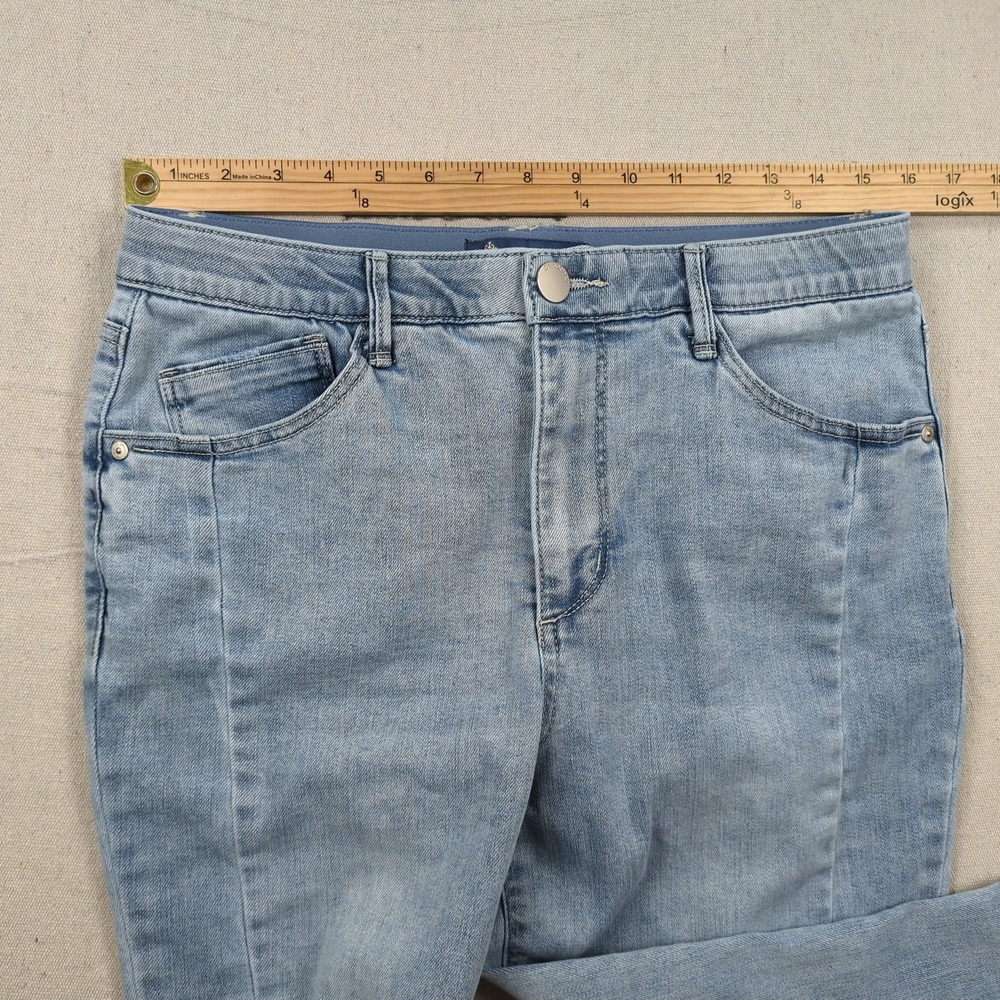 Democracy Jeans Womens 10 Blue Ab Solution Skyrise Step Hem Wide Leg Light Wash - Picture 7 of 15